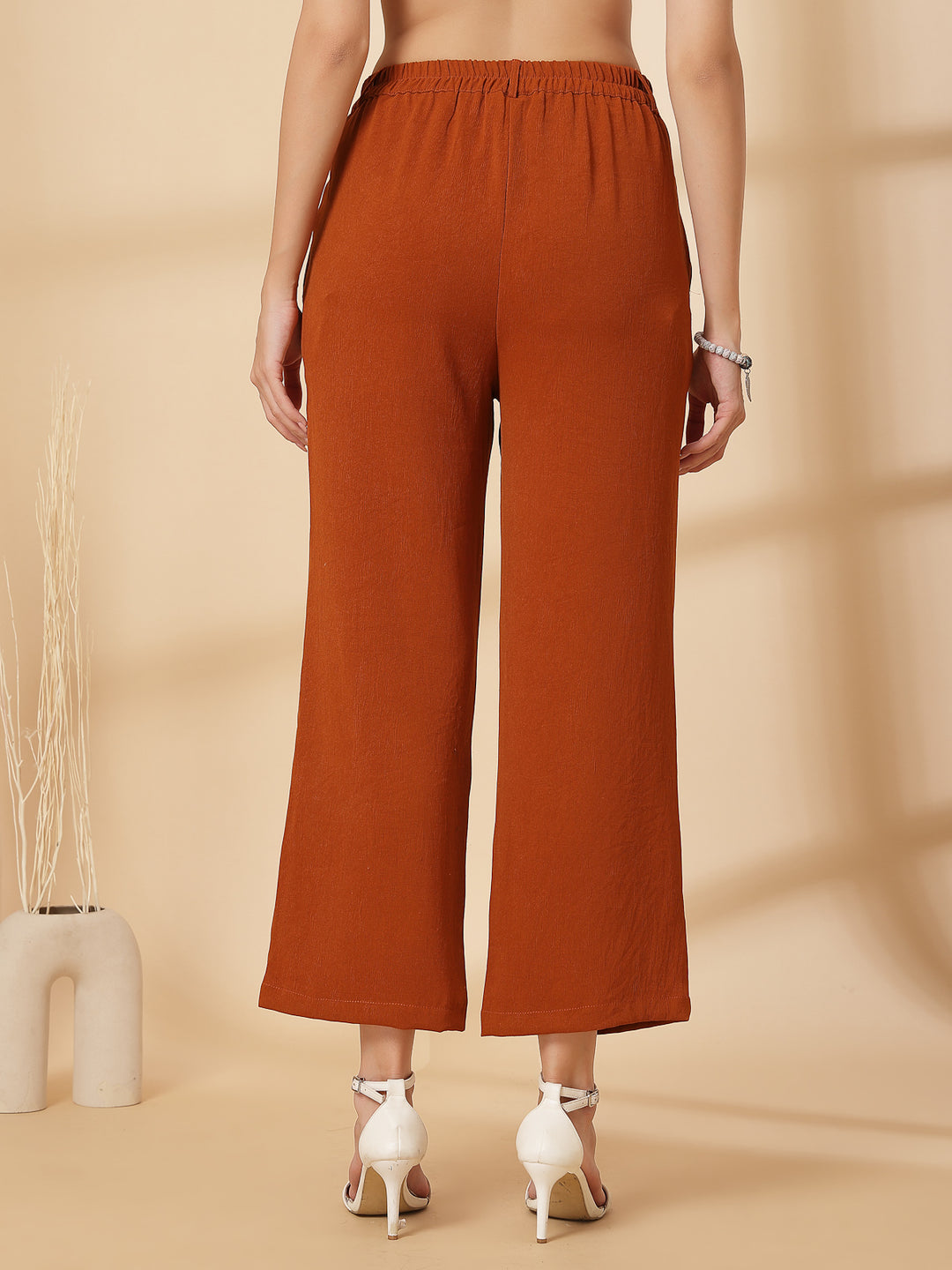 Women Regular Fit Pleated Trousers