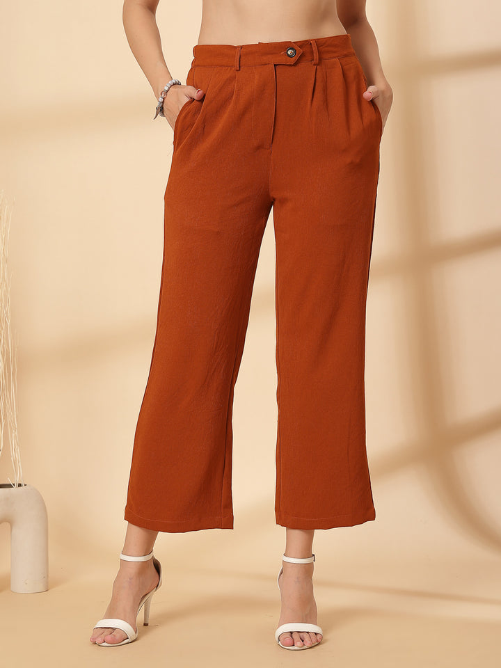 Women Regular Fit Pleated Trousers