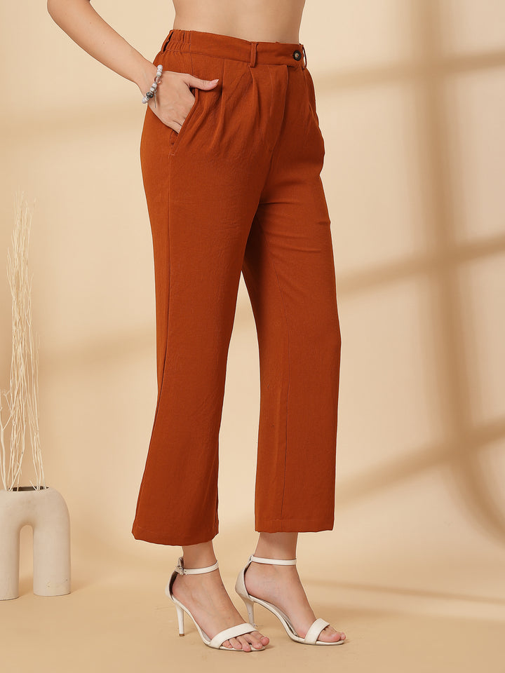 Women Regular Fit Pleated Trousers