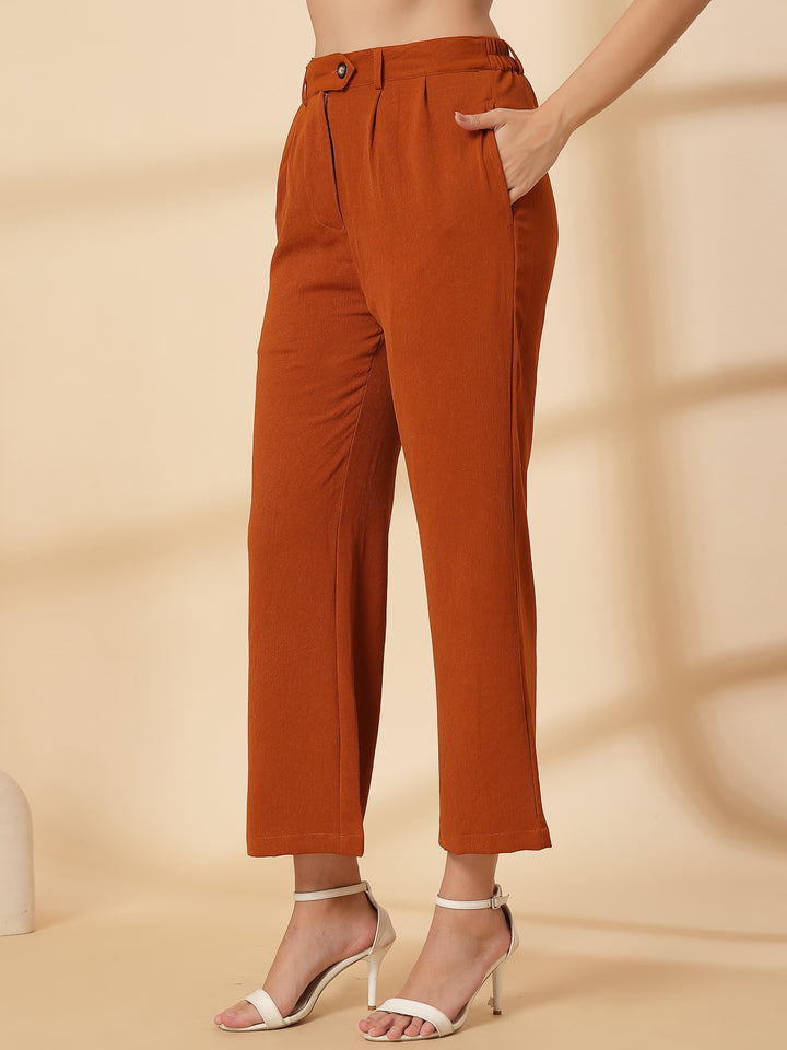 Women Regular Fit Pleated Trousers