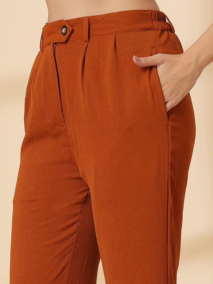 Women Regular Fit Pleated Trousers