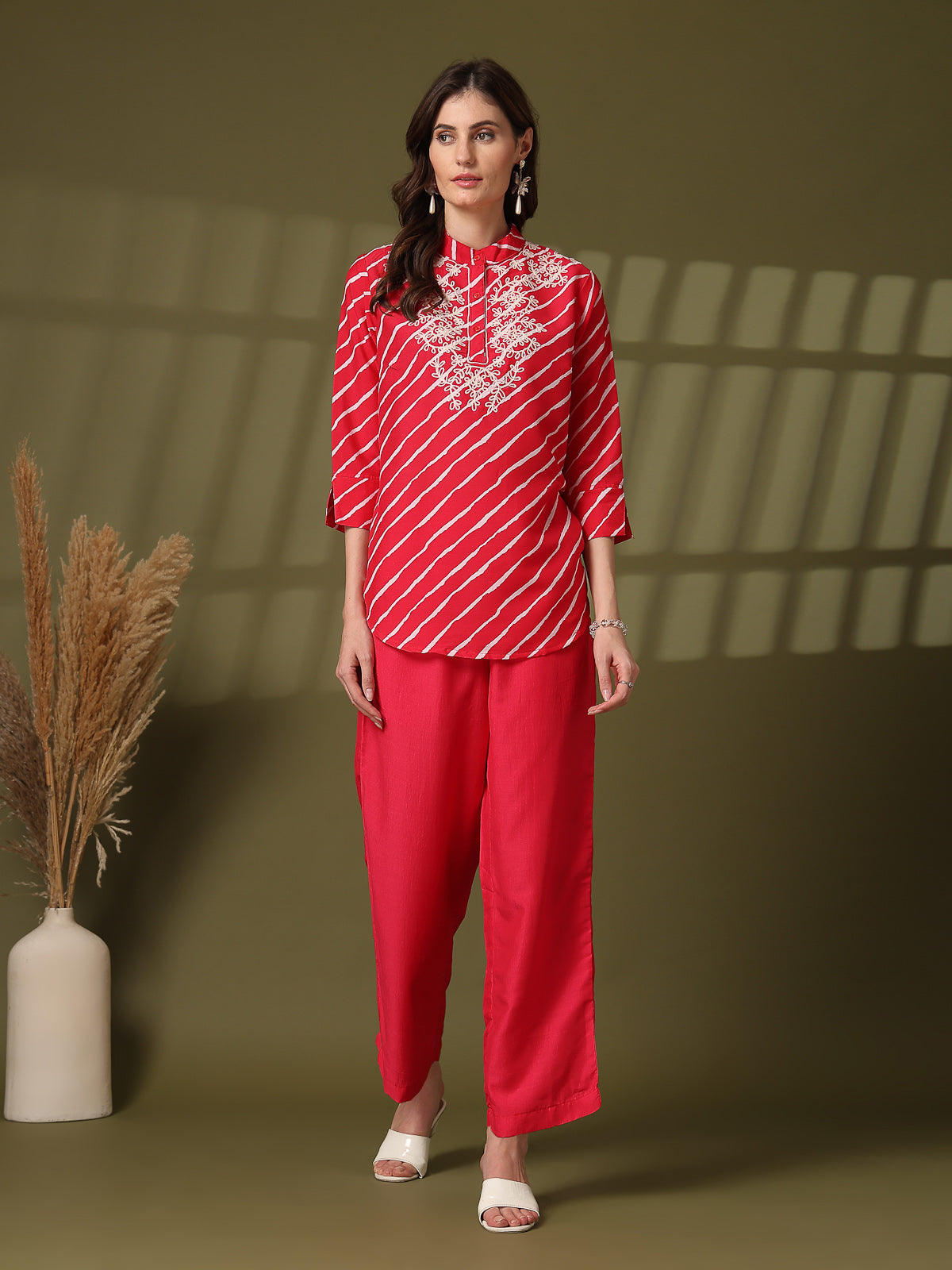 Printed Pure Cotton Top With Trousers Co-Ords