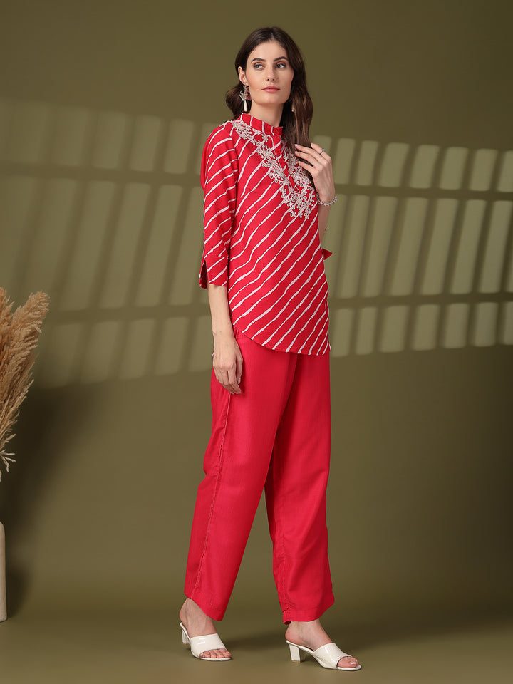 Printed Pure Cotton Top With Trousers Co-Ords