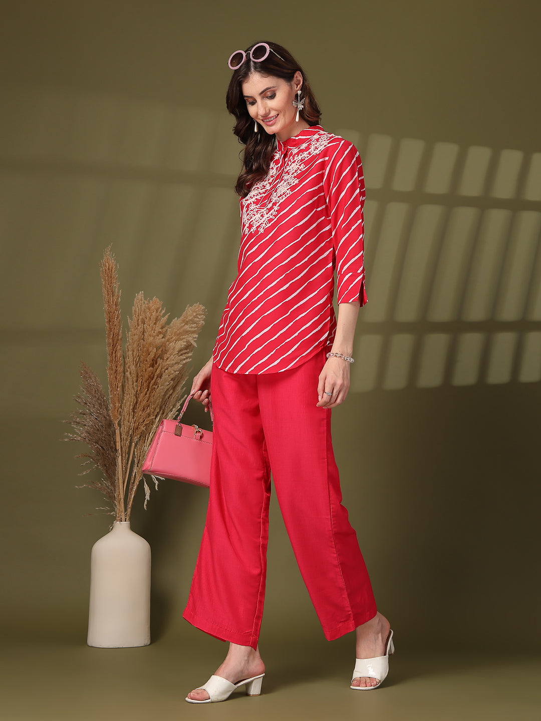 Printed Pure Cotton Top With Trousers Co-Ords