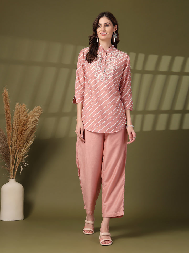 Printed Pure Cotton Top With Trousers Co-Ords