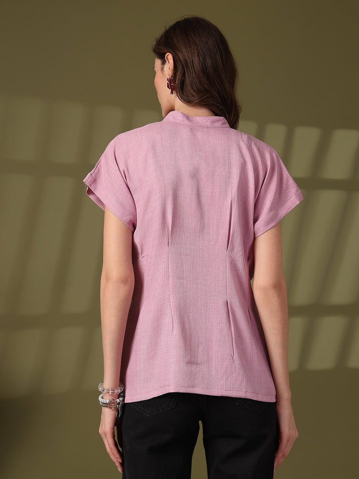 Mandarin Collar Cotton Top