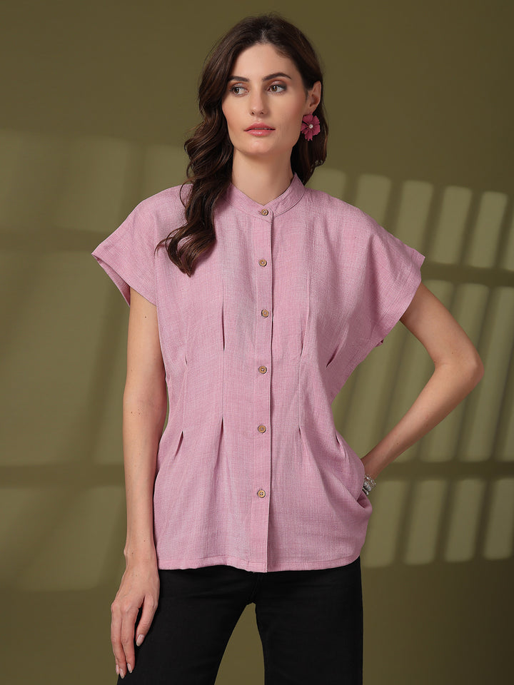 Mandarin Collar Cotton Top