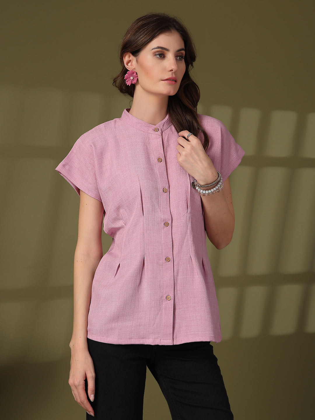 Mandarin Collar Cotton Top