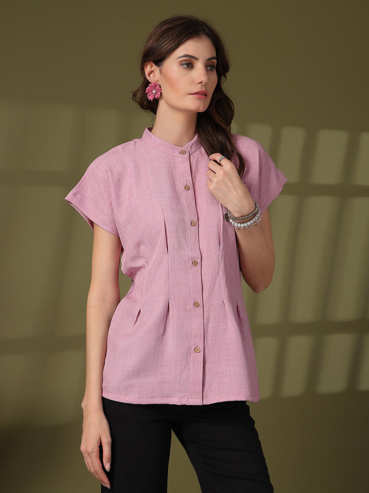 Mandarin Collar Cotton Top