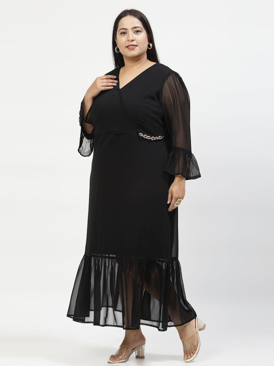 Plus Size Bell Sleeve Midi Dress