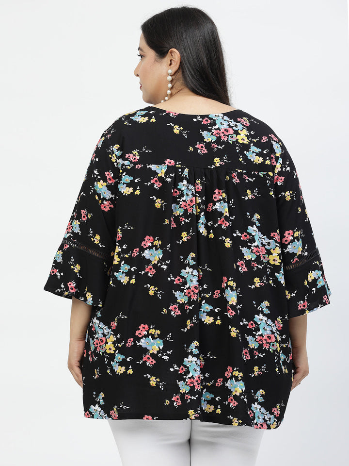 Floral Print Bell Sleeve Top