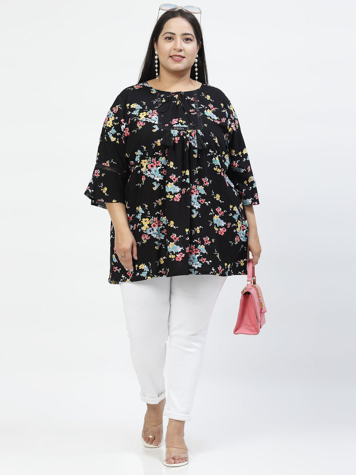 Floral Print Bell Sleeve Top