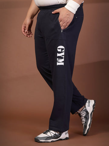 Plus Size Men Graphic Printed Mid Rise Track Pants