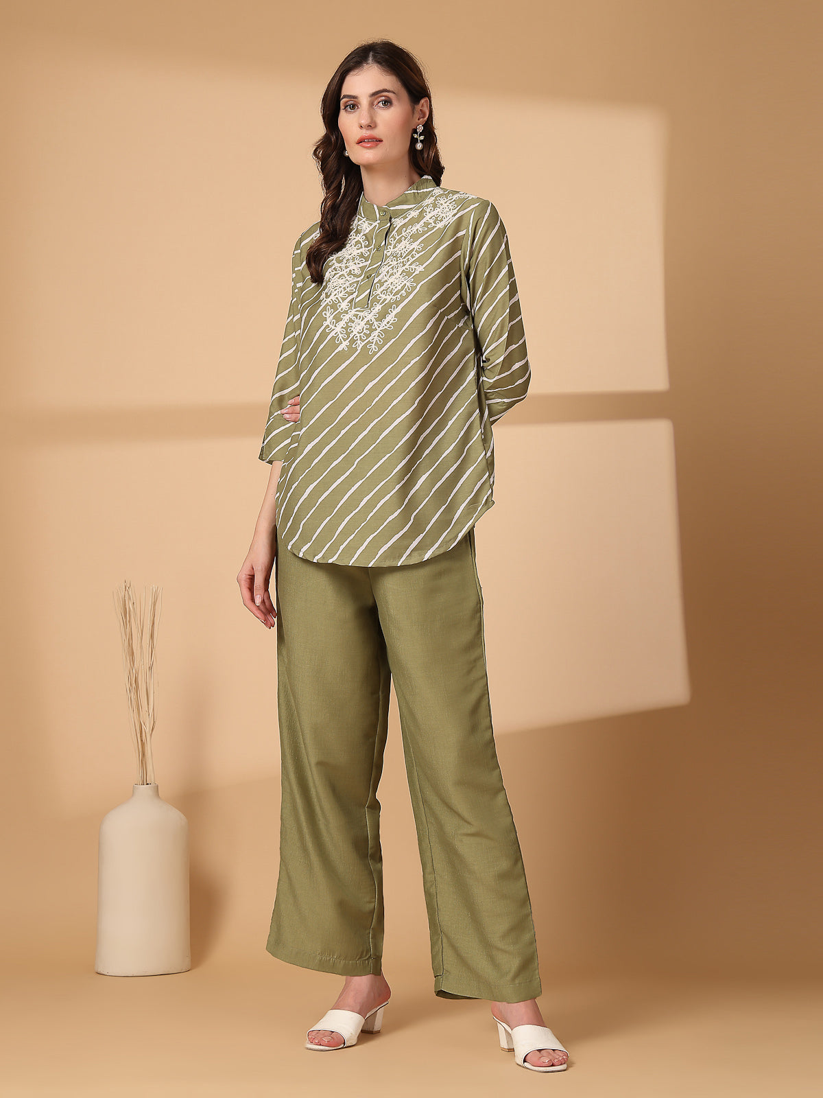 Embroidered Pure Cotton Top With Trouser Co-Ords