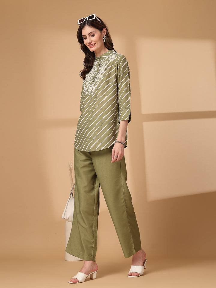 Embroidered Pure Cotton Top With Trouser Co-Ords