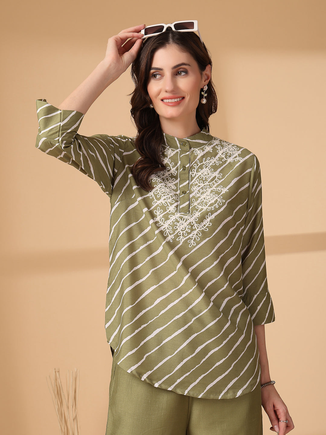 Embroidered Pure Cotton Top With Trouser Co-Ords