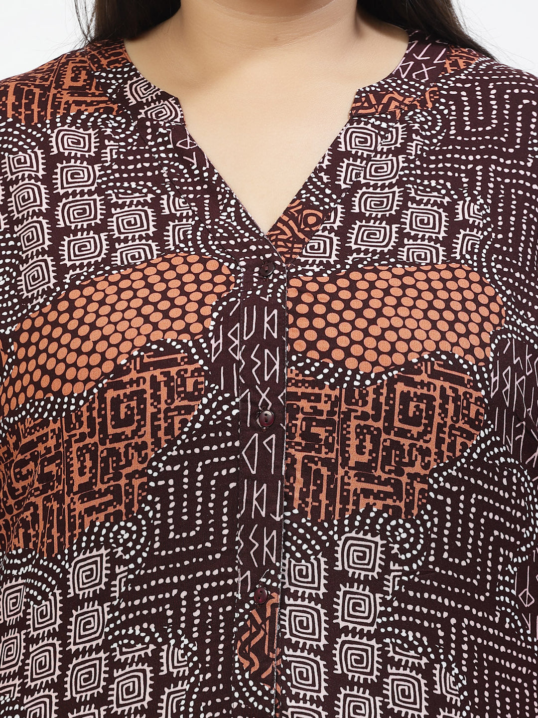 Print Mandarin Collar Top