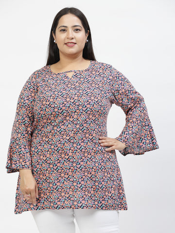 Floral Print Flared Sleeve Top