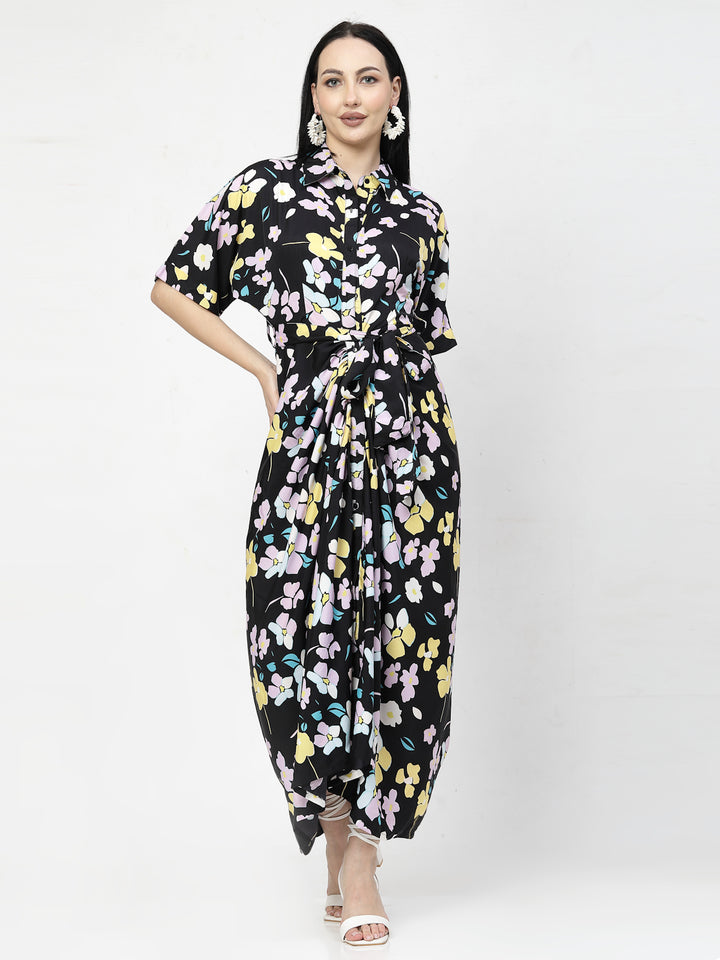 Floral Print Blouson Dress