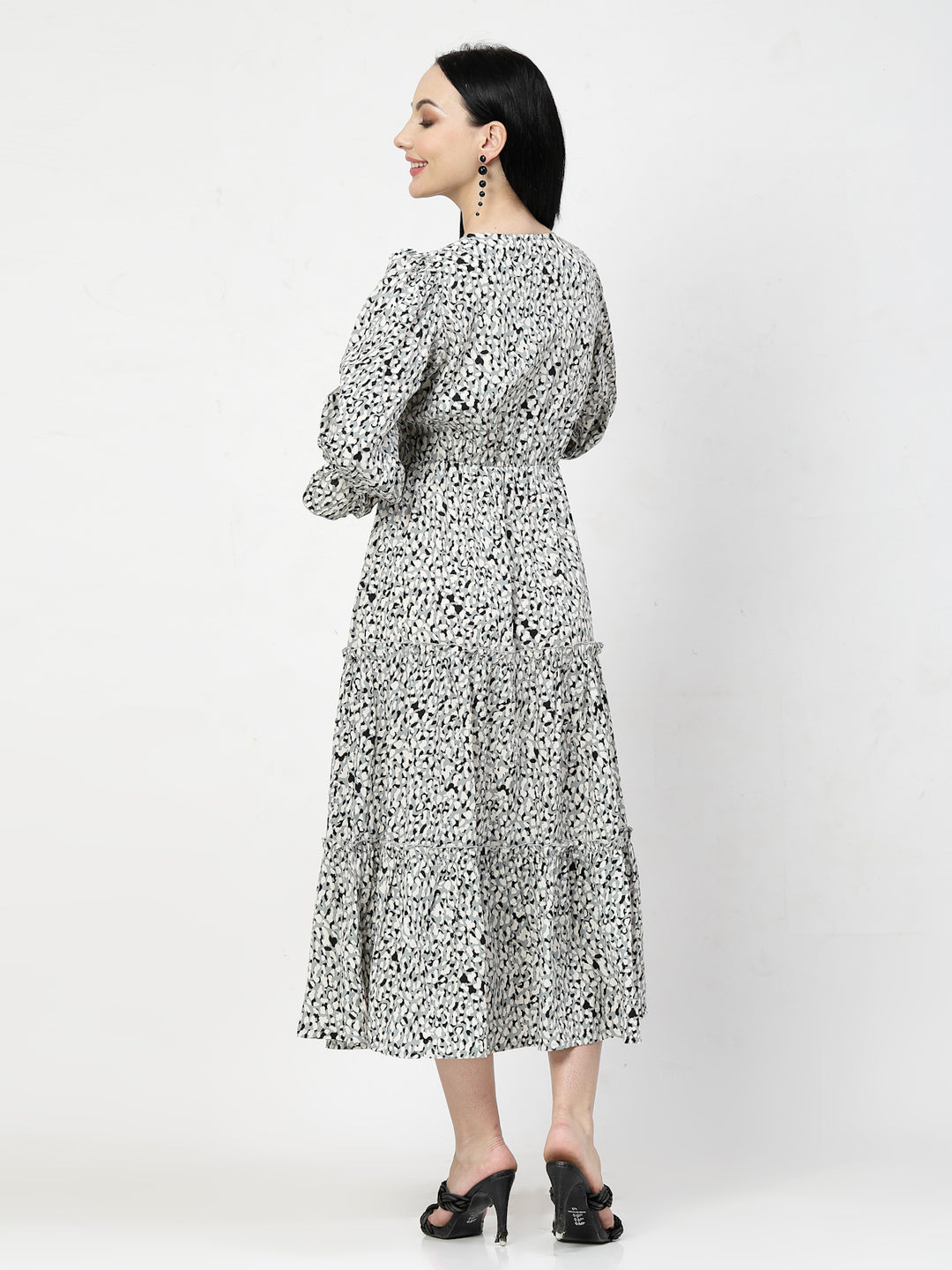 nimal Print Bell Sleeve Dress