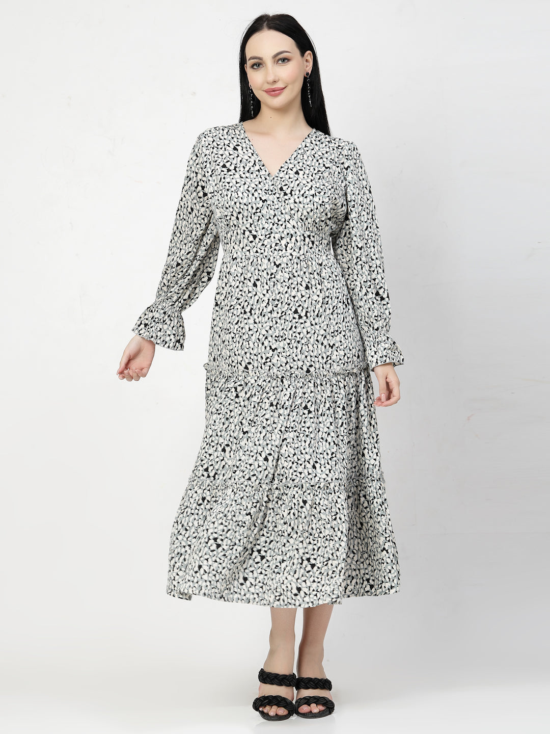 nimal Print Bell Sleeve Dress