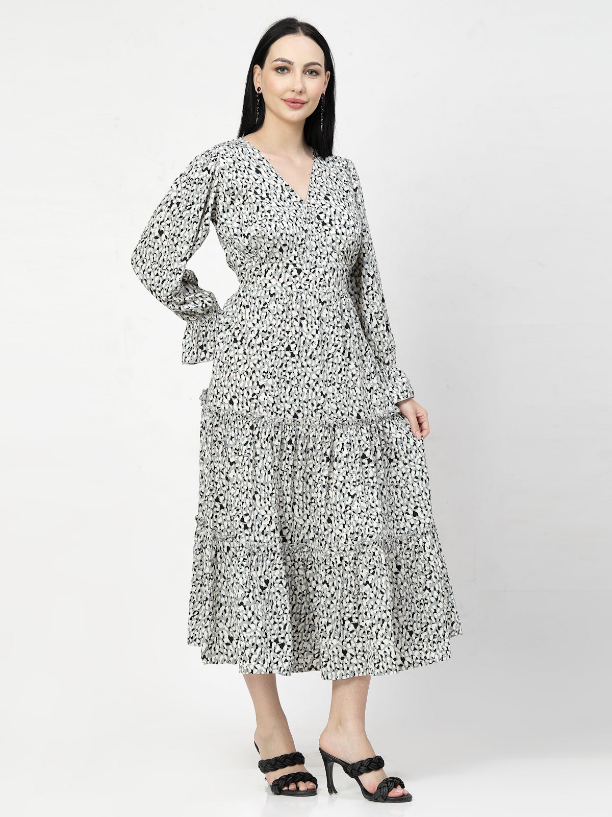 nimal Print Bell Sleeve Dress