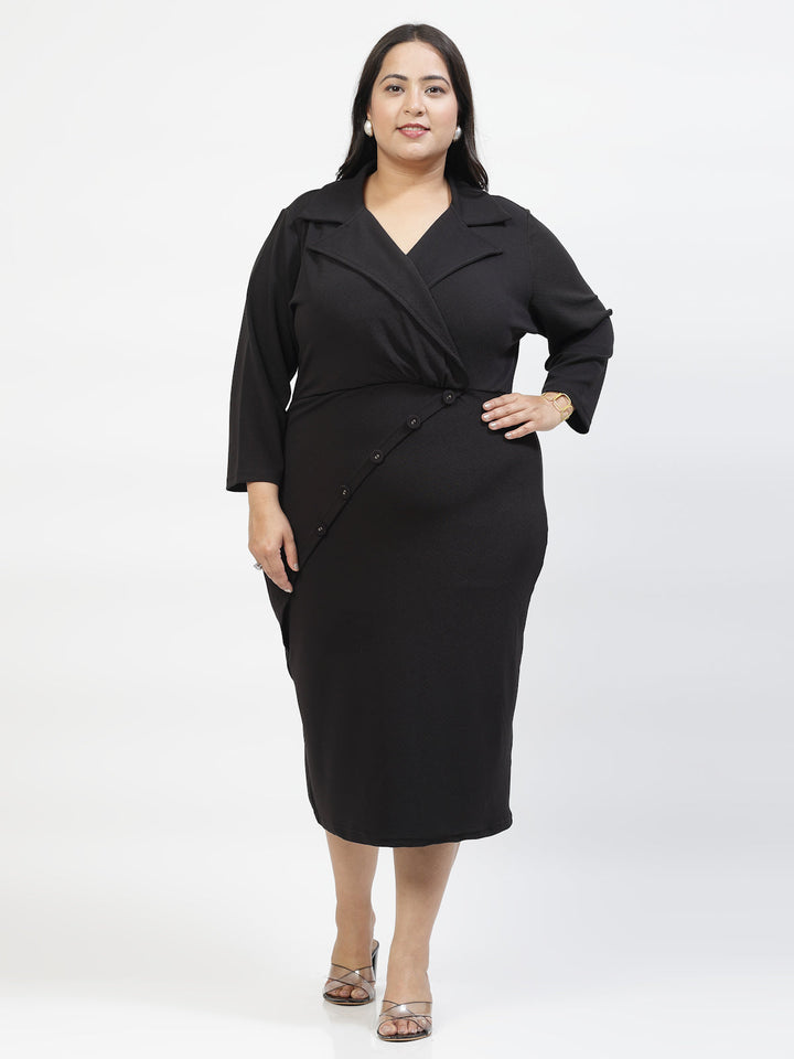 Plus Size Shirt Collar Wrap Dress