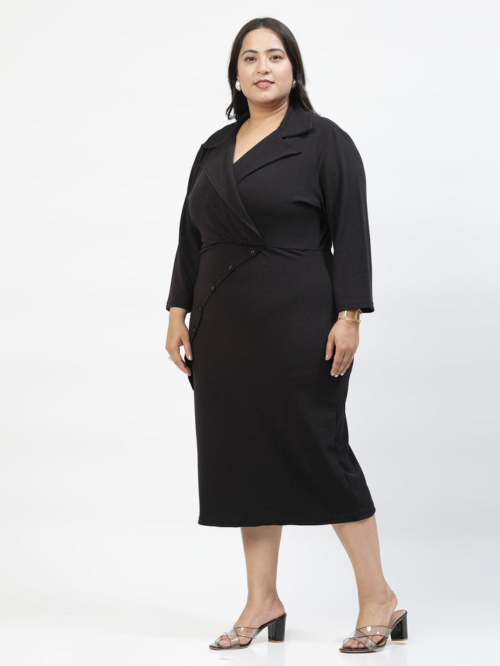 Plus Size Shirt Collar Wrap Dress