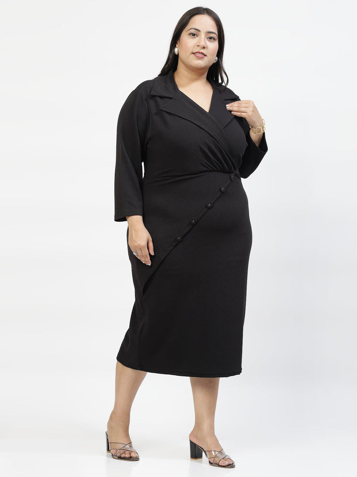 Plus Size Shirt Collar Wrap Dress