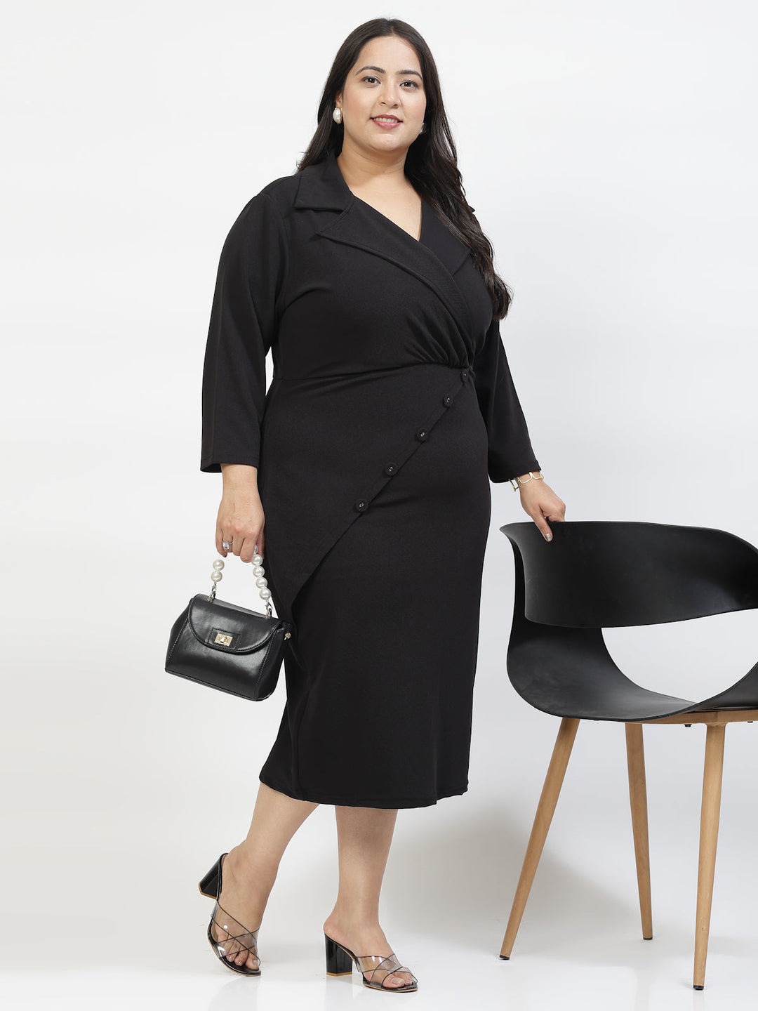 Plus Size Shirt Collar Wrap Dress