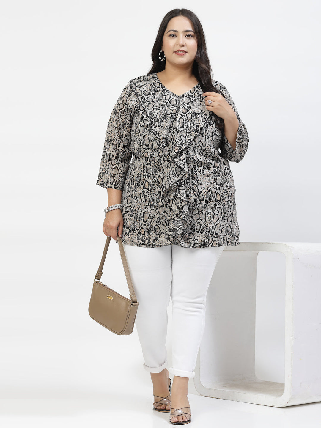 Plus Size Animal Print Longline Top