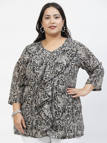 Plus Size Animal Print Longline Top