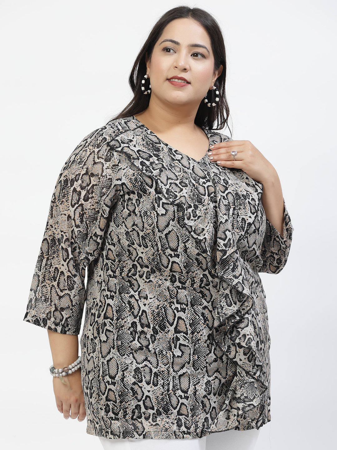 Plus Size Animal Print Longline Top