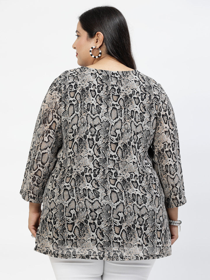 Plus Size Animal Print Longline Top