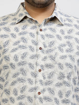 Men Floral Printed Casual Cotton Shirt