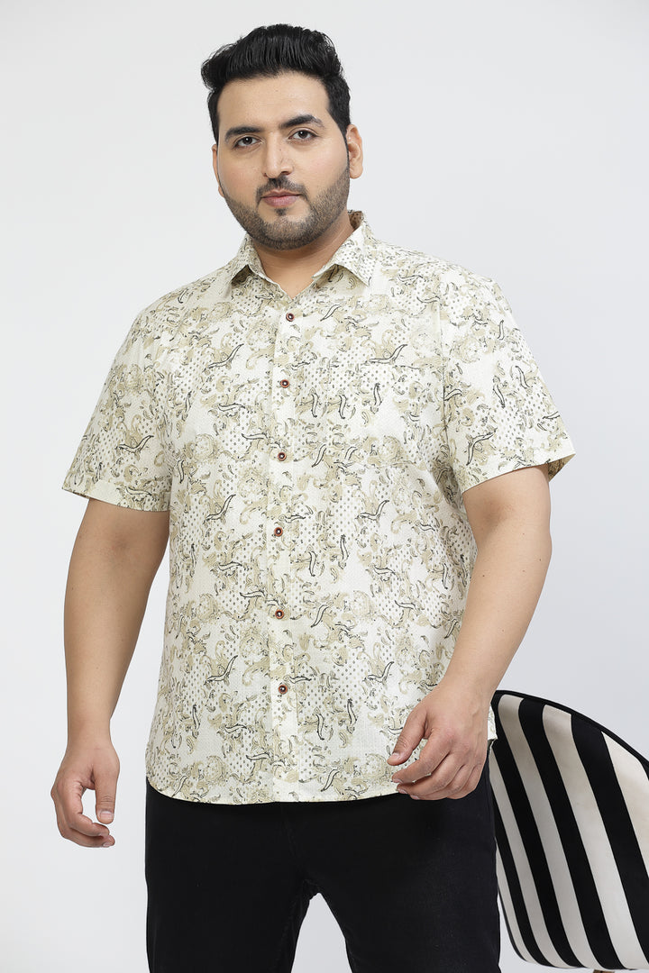 Plus Size Conversational Printed Casual Shirt