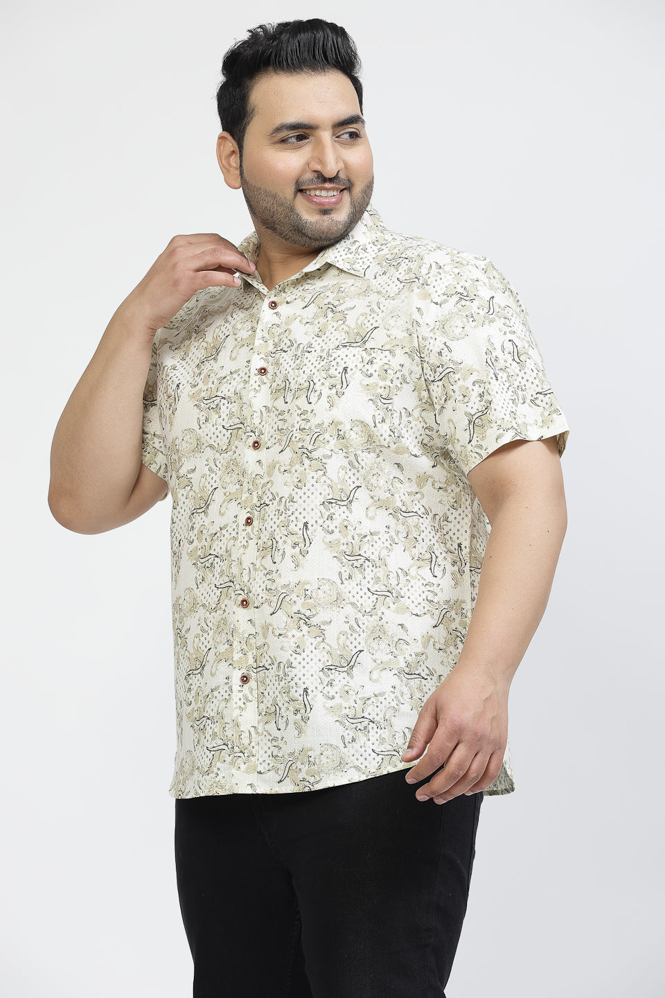 Plus Size Conversational Printed Casual Shirt