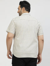 Grid Tattersall Checked Cotton Casual Shirt