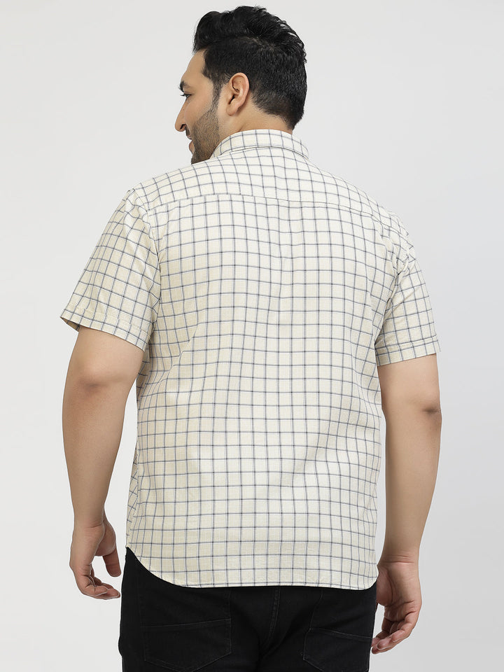 Grid Tattersall Checked Cotton Casual Shirt