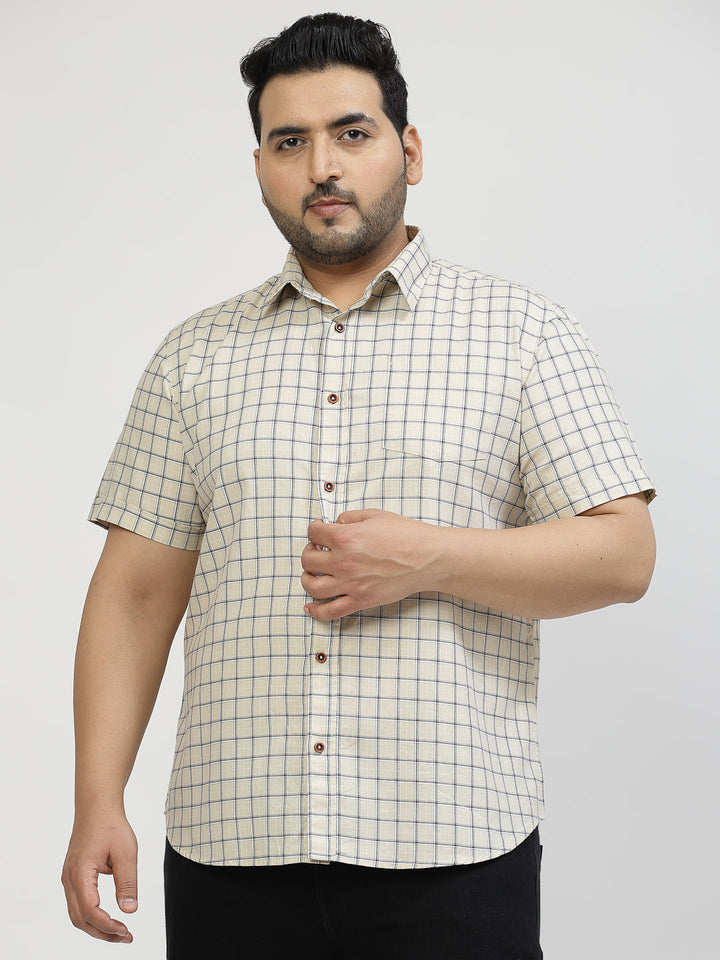 Grid Tattersall Checked Cotton Casual Shirt