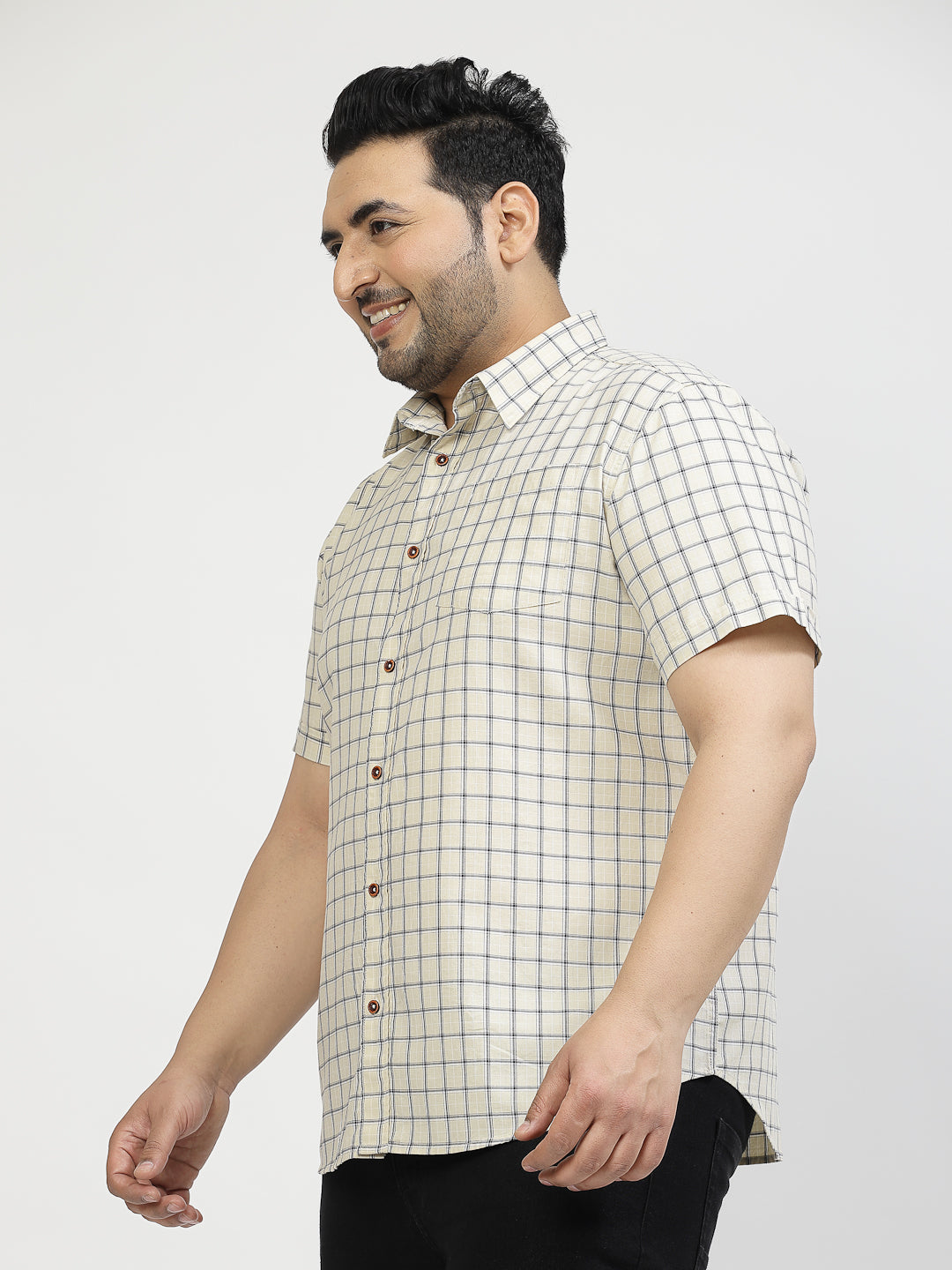 Grid Tattersall Checked Cotton Casual Shirt