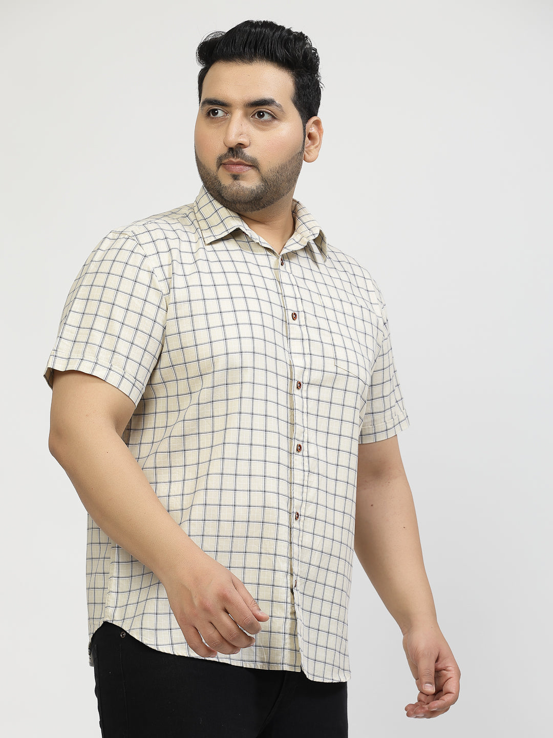 Grid Tattersall Checked Cotton Casual Shirt