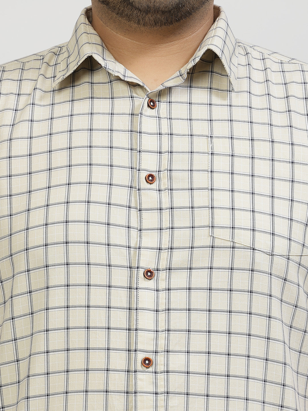 Grid Tattersall Checked Cotton Casual Shirt