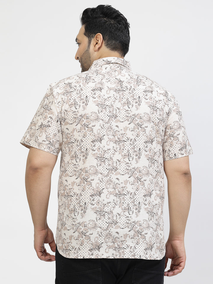 Men Floral Printed Casual Cotton Shirt