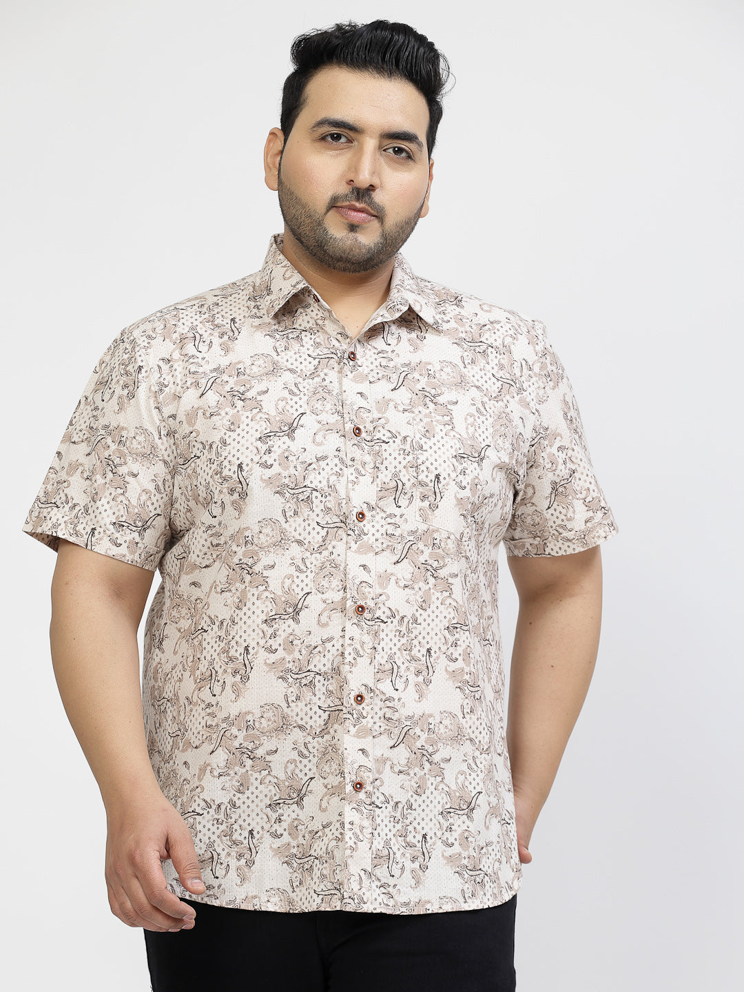 Men Floral Printed Casual Cotton Shirt