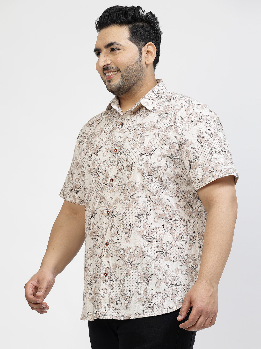 Men Floral Printed Casual Cotton Shirt