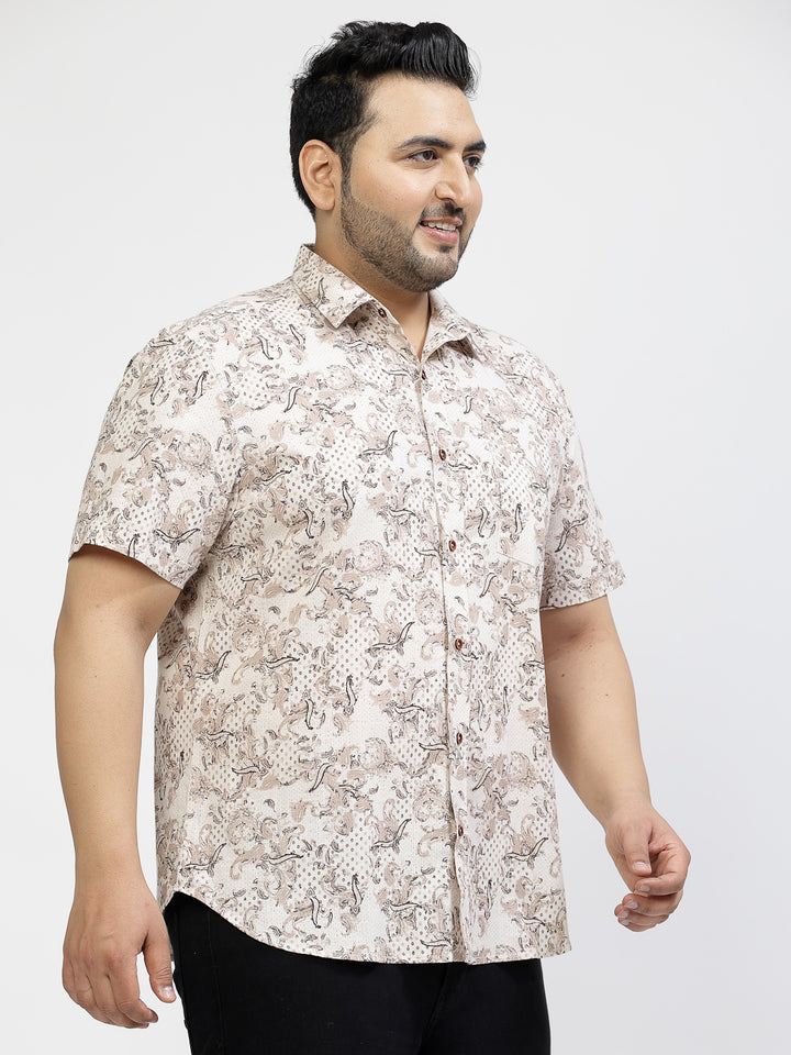 Men Floral Printed Casual Cotton Shirt