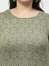 Women Printed Drop-Shoulder Sleeves Pockets T-shirt