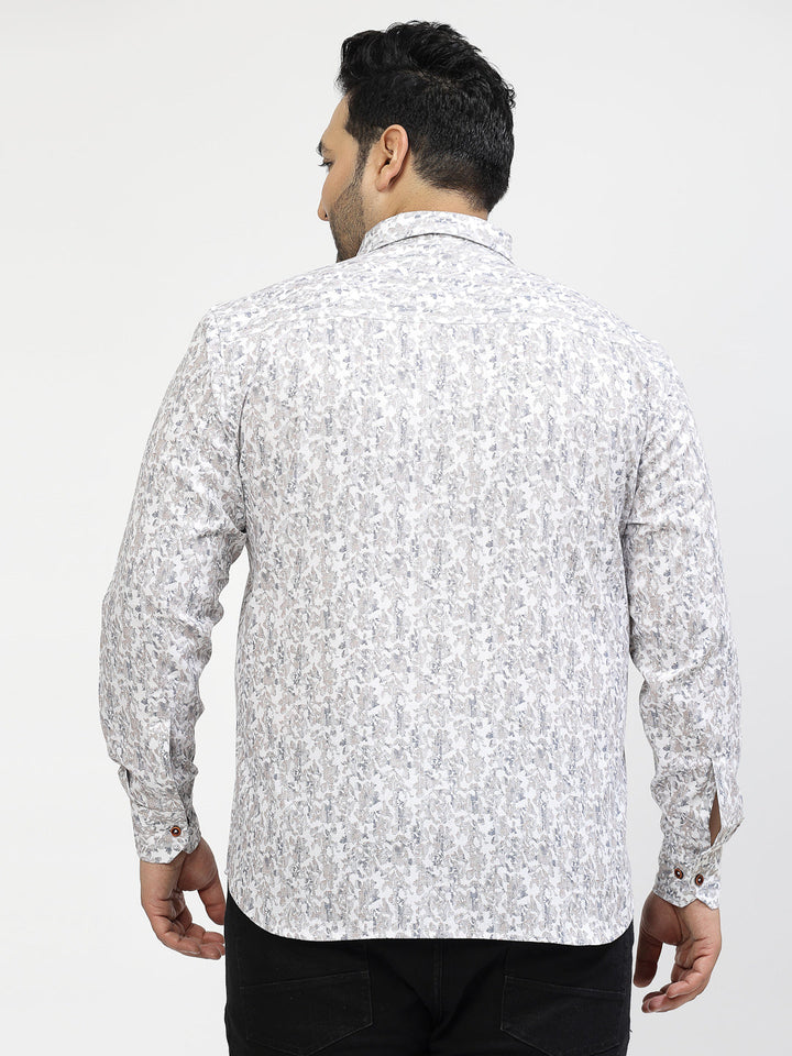 Abstract Printed Spread Collar Cotton Shirt