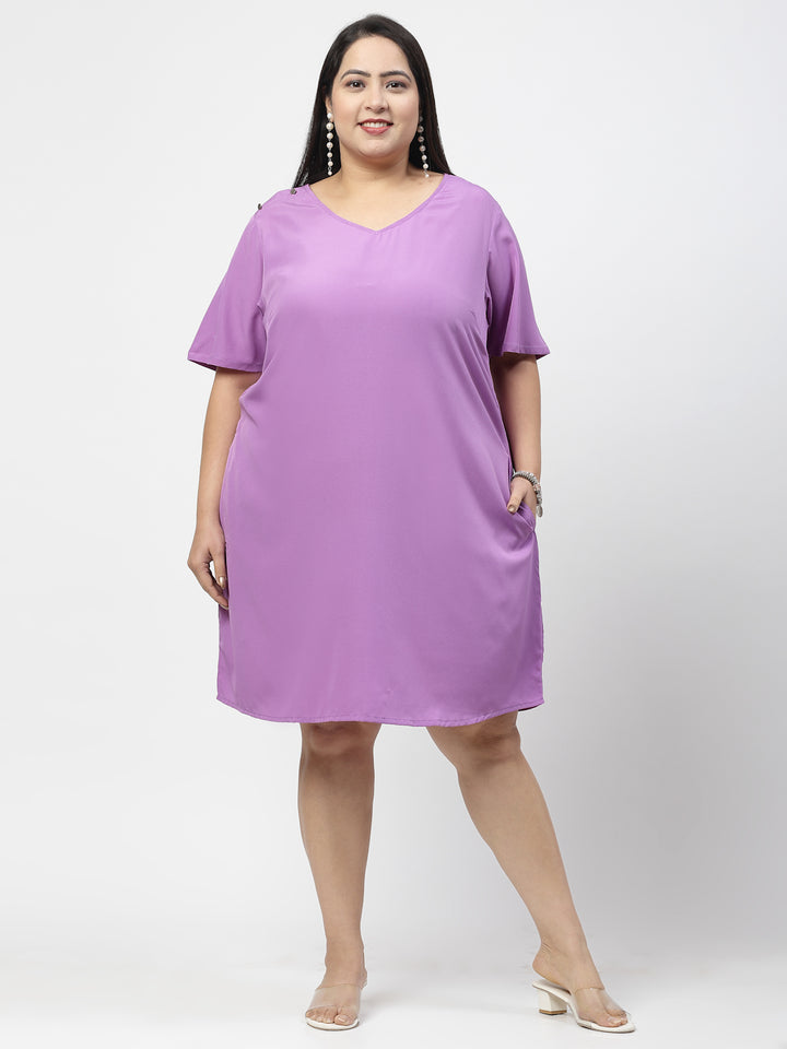 Plus Size V-Neck A-Line Dress